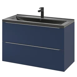 Plan vasque l.100 cm GoodHome Nira en porcelaine vitrifié coloris noir