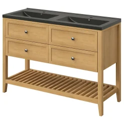 Plan vasque l.100 cm GoodHome Nira en porcelaine vitrifié coloris noir