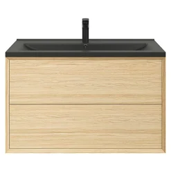 Plan vasque l.100 cm GoodHome Nira en porcelaine vitrifié coloris noir