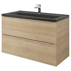 Plan vasque l.100 cm GoodHome Nira en porcelaine vitrifié coloris noir