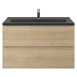 Plan vasque l.100 cm GoodHome Nira en porcelaine vitrifié coloris noir