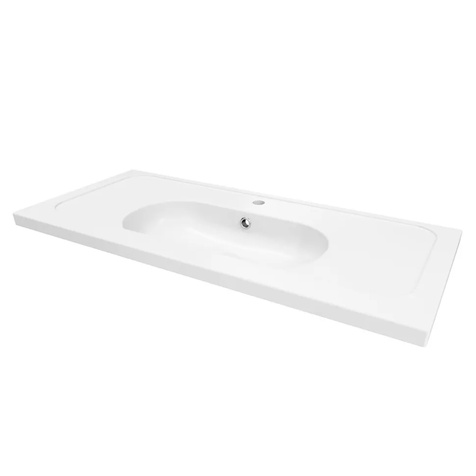 Plan vasque l.100,6 x H.12,3 x P.45,2 cm, en céramique blanche, GoodHome levanna
