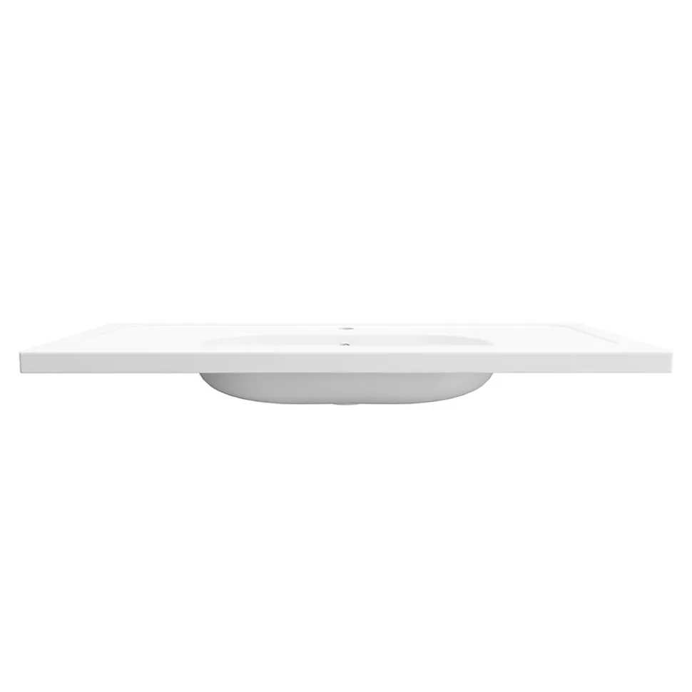 Plan vasque l.100,6 x H.12,3 x P.45,2 cm, en céramique blanche, GoodHome levanna