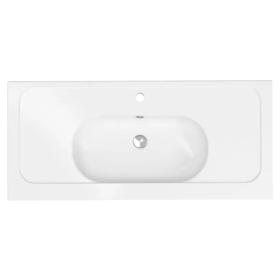 Plan vasque l.100,6 x H.12,3 x P.45,2 cm, en céramique blanche, GoodHome levanna