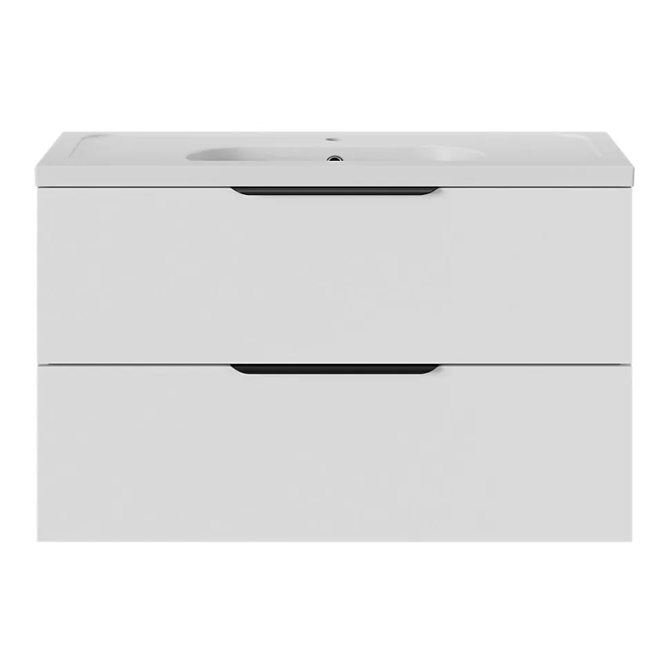 Plan vasque l.100,6 x H.12,3 x P.45,2 cm, en céramique blanche, GoodHome levanna