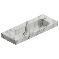 Plan vasque L.120 x P.45,3 x H.10 cm, finition blanc veiné, Stonetec