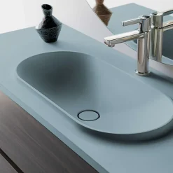 Plan vasque lavabo POALGI résine Wraitom 100x46 cm vert liquen série Bül