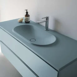 Plan vasque lavabo POALGI résine Wraitom 100x46 cm vert liquen série Bül