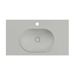 Plan vasque lavabo POALGI résine Wraitom 100x46 cm gris humo série Bül