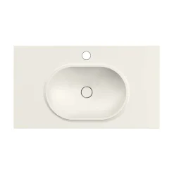 Plan vasque lavabo POALGI résine Wraitom 100x46 cm blanc marfil série Bül