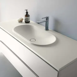Plan vasque lavabo POALGI résine Wraitom 100x46 cm blanc marfil série Bül