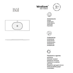 Plan vasque lavabo POALGI résine Wraitom 100x46 cm blanc marfil série Bül