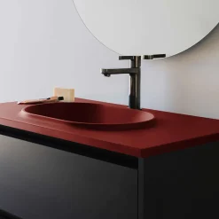 Plan vasque lavabo POALGI résine Wraitom 80x46 cm rouge tassili série Bül