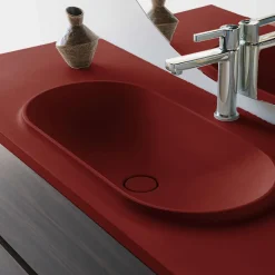 Plan vasque lavabo POALGI résine Wraitom 120x46 cm rouge tassili série Bül