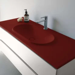 Plan vasque lavabo POALGI résine Wraitom 120x46 cm rouge tassili série Bül