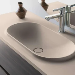 Plan vasque lavabo POALGI résine Wraitom 120x46 cm blanc perle série Bül