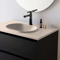Plan vasque lavabo POALGI résine Wraitom 120x46 cm blanc perle série Bül
