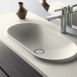 Plan vasque lavabo POALGI résine Wraitom 80x46 cm blanc marfil série Bül