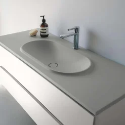 Plan vasque lavabo POALGI résine Wraitom 80x46 cm gris humo série Bül