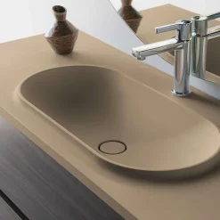 Plan vasque lavabo POALGI résine Wraitom 80x46 cm beige albero série Bül