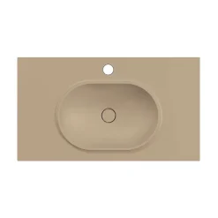 Plan vasque lavabo POALGI résine Wraitom 80x46 cm beige albero série Bül