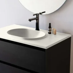 Plan vasque lavabo POALGI résine Wraitom 120x46 cm blanc marfil série Bül