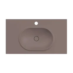Plan vasque lavabo POALGI résine Wraitom 80x46 cm marron tundra série Bül