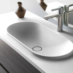Plan vasque lavabo POALGI résine Wraitom 80x46 cm blanc série Bül