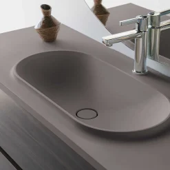 Plan vasque lavabo POALGI résine Wraitom 100x46 cm gris concret série Bül