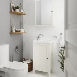 Plan vasque lave-mains blanc GoodHome Lana L. 44,7 x H. 14,2 x P. 30,7 cm