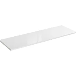 Plan vasque NALYA 141 cm Blanc brillant et chene clair Plateau pour double meuble vasque
