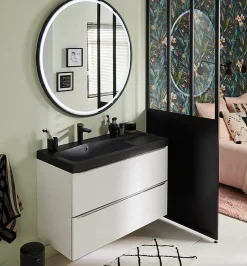 Plan vasque noir en résine l.100 cm GoodHome Mila