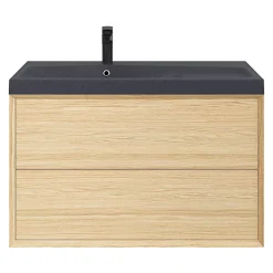 Plan vasque noir en résine l.100 cm GoodHome Mila