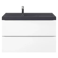 Plan vasque noir en résine l.100 cm GoodHome Mila