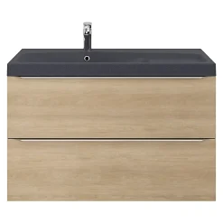 Plan vasque noir en résine l.100 cm GoodHome Mila