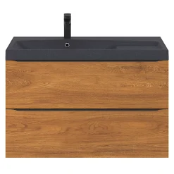 Plan vasque noir en résine l.100 cm GoodHome Mila