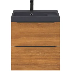Plan vasque noir en résine l.60 cm GoodHome Mila