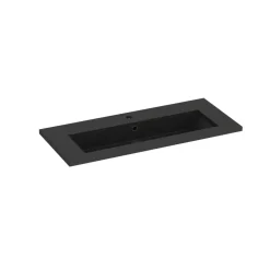 Plan vasque noir en résine faible profondeur l.90 cm, Calao