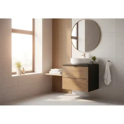 Plan vasque noir SAVIA 60 cm Plateau de 60 cm pour meuble sous vasque