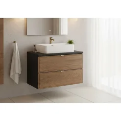 Plan vasque noir SAVIA 80 cm Plateau de 80 cm pour meuble sous vasque
