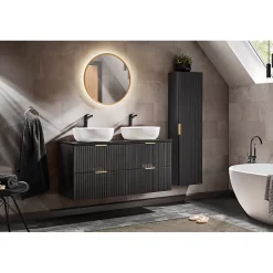 Plan vasque NOXERA 120 cm Noir mat Pour vasques à poser Finition élégante