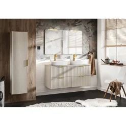 Plan vasque NOXERA 120 cm Beige mat À poser Finition haut de gamme en MDF