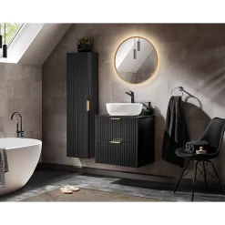 Plan vasque NOXERA 60 cm Noir mat Pour vasque à poser Finition MDF et PVC