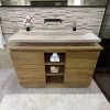 Plan vasque simple beige en travertin Provence - 120 x 45 x 10 cm - C-NEGOCE