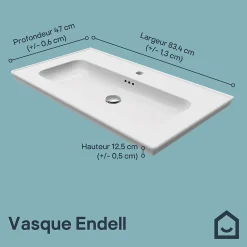 Plan vasque simple blanc en céramique l.80 cm, GoodHome Endell