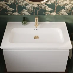 Plan vasque simple blanc en céramique l.80 cm, GoodHome Endell