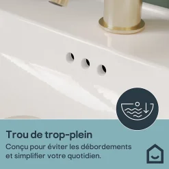 Plan vasque simple blanc en céramique l.80 cm, GoodHome Endell
