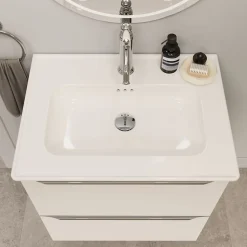 Plan vasque simple blanc en céramique l.60 cm, GoodHome Endell
