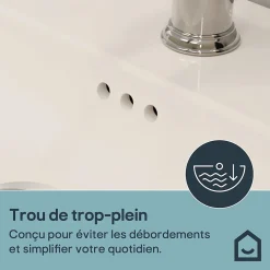 Plan vasque simple blanc en céramique l.60 cm, GoodHome Endell