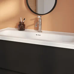 Plan vasque simple blanc en céramique l.100 cm, GoodHome Endell